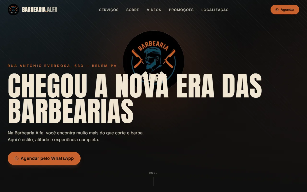 Captura do projeto Barbearia Alfa