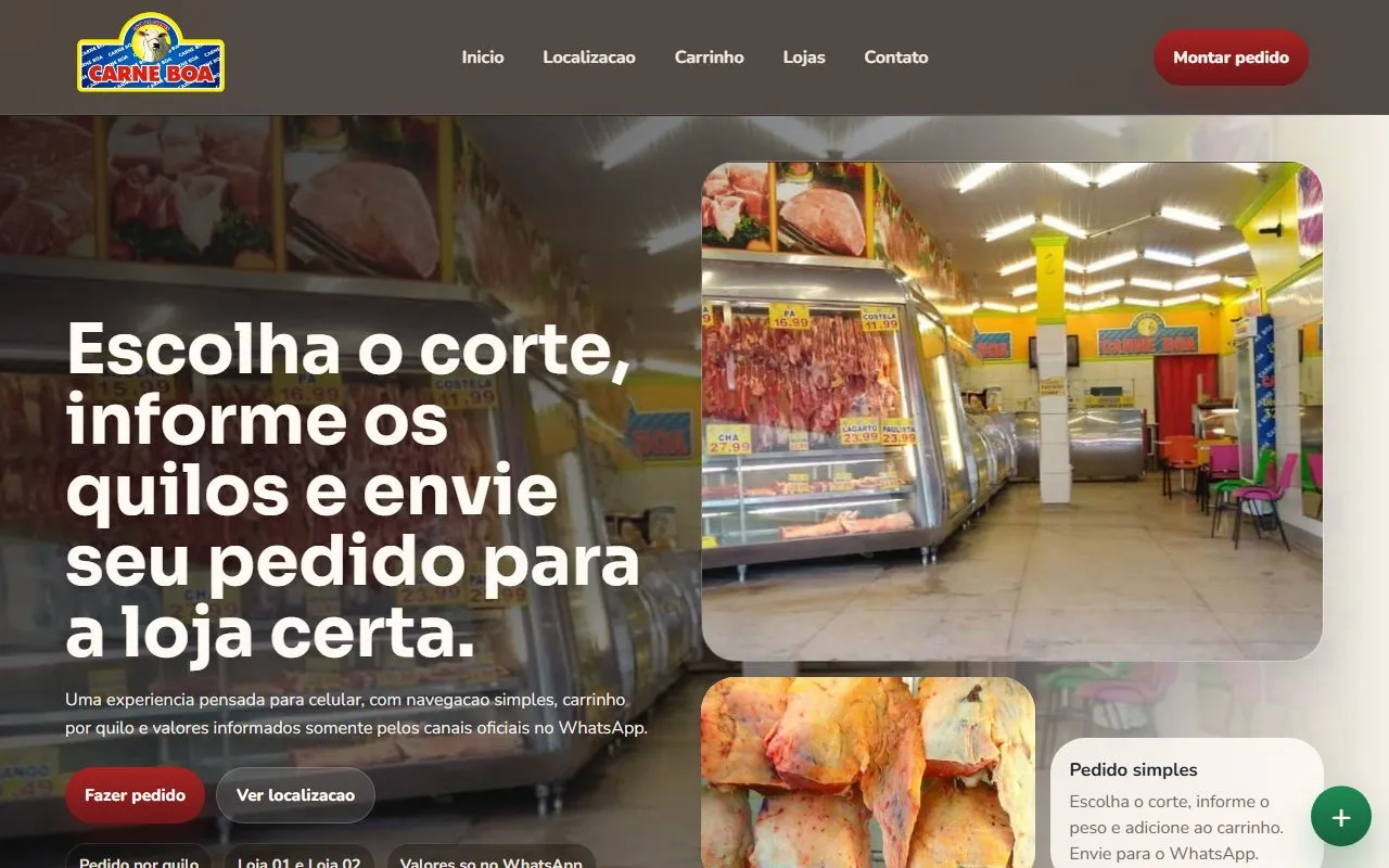 Captura do projeto Frigorífico Carne Boa