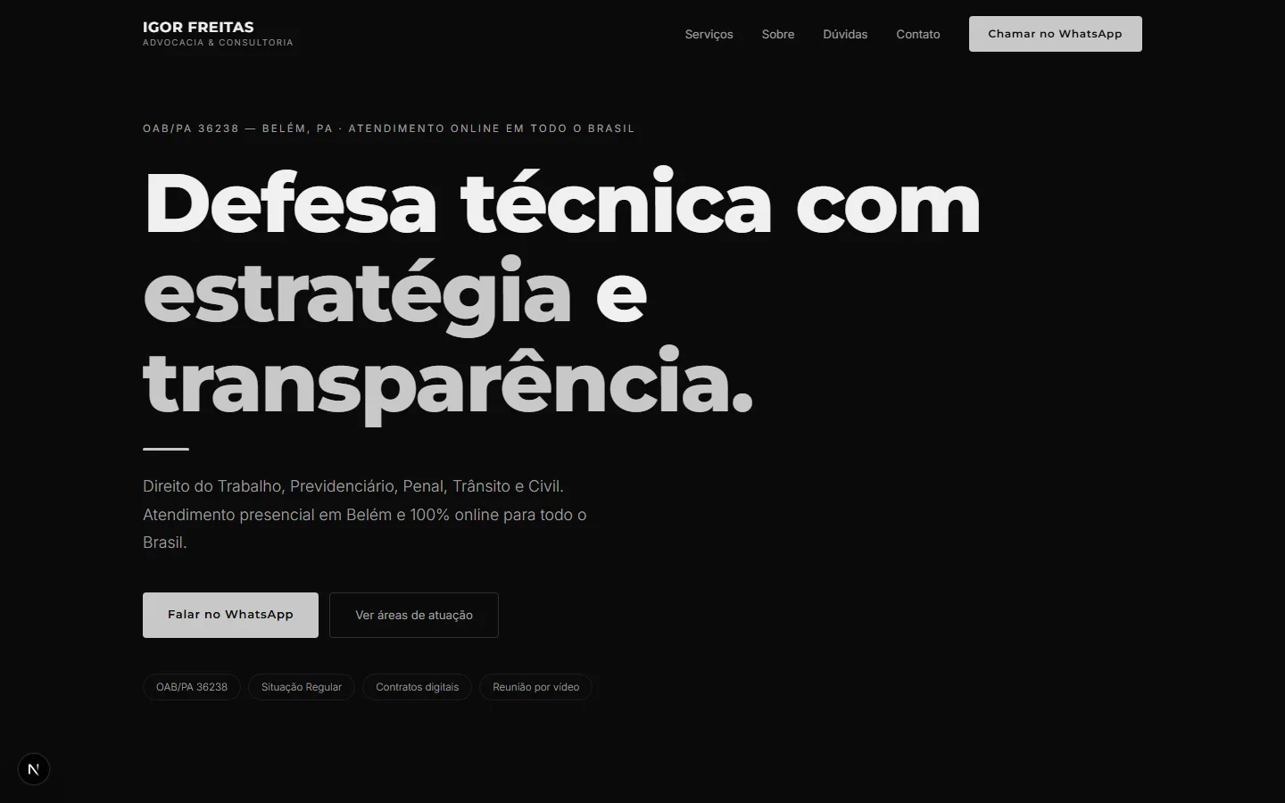 Captura do projeto Igor Freitas Advocacia